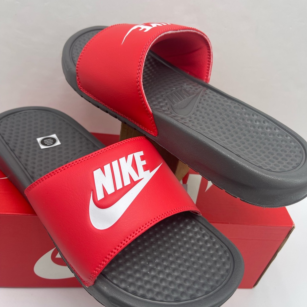 Nike Red and Gray Slide Sandals Men’s Slides BENASSI JDI
BENASSI JDI - Picture 11 of 16